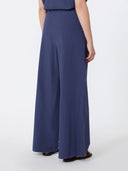 Pantalon large en popeline de coton - Bleu