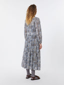 Robe-chemise en voile à motif - Bleu