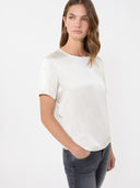 T-shirt en satin et jersey - Ecru