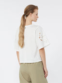 Haut en popeline de coton avec broderies - Blanc