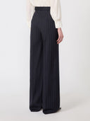 Pantalon en laine à fines rayures - Bleu