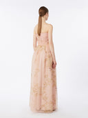 Robe en organza de soie imprimée - Poudre