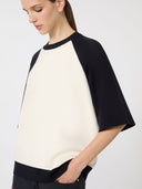 Pull boxy en viscose stretch - Blanc bleu
