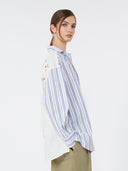 Chemise en coton à rayures et dentelle Sangallo - Bleu