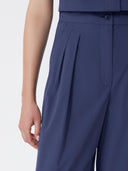 Pantalon large en popeline de coton - Bleu