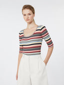 Pull côtelé en fil de viscose stretch - Multicolore