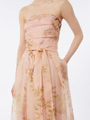 Robe en organza de soie imprimée - Poudre