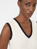 Débardeur en fil de viscose mélangée - Blanc bleu