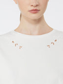 Haut en popeline de coton avec broderies - Blanc