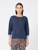 Pull oversize en fil de lin - Bleu