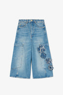 Jean baggy court en denim rigide
