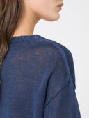 Pull oversize en fil de lin - Bleu
