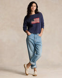 Pull drapeau en coton et lin pointelle Ralph Lauren