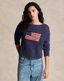 Pull drapeau en coton et lin pointelle Ralph Lauren