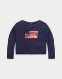 Pull drapeau en coton et lin pointelle Ralph Lauren
