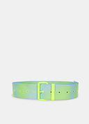 Ceinture en toile à rayures jaune fluo et bleu clair Essentiel