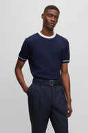 PULL REGULAR FIT EN COTON TEXTURÉ AVEC BORDURES CONTRASTÉES  Boss