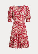 Robe fleurie en crêpe à manches gigot Ralph Lauren