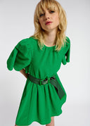 Mini-robe verte à manches cape Essentiel