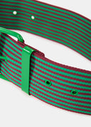 Ceinture en toile à rayures vertes et violettes Essentiel