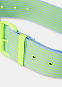 Ceinture en toile à rayures jaune fluo et bleu clair Essentiel
