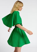 Mini-robe verte à manches cape Essentiel