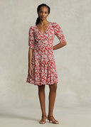 Robe fleurie en crêpe à manches gigot Ralph Lauren