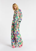 Pantalon large à imprimé fleuri blanc cassé, rose et bleu Essentiel