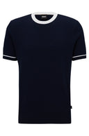 PULL REGULAR FIT EN COTON TEXTURÉ AVEC BORDURES CONTRASTÉES  Boss