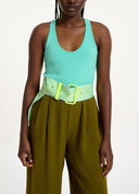 Ceinture en toile à rayures jaune fluo et bleu clair Essentiel