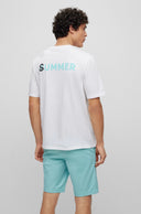 T-SHIRT COUPE AMPLE EN COTON AVEC IMPRIMÉ DEVANT ET DOS BOSS