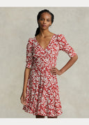 Robe fleurie en crêpe à manches gigot Ralph Lauren