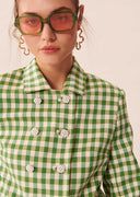 veste Tara Jarmon Virginia khaki green gingham