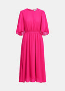 Robe midi fuchsia à manches cape Essentiel