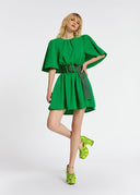 Mini-robe verte à manches cape Essentiel