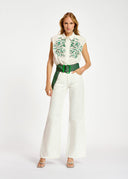 Ceinture en toile à rayures vertes et violettes Essentiel