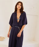 CHEMISIER BROOKLYN EN CRÊPE MÉLANGE DE SOIE - PE23 - BLEU NUIT Momoni