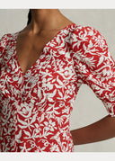 Robe fleurie en crêpe à manches gigot Ralph Lauren
