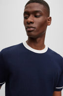 PULL REGULAR FIT EN COTON TEXTURÉ AVEC BORDURES CONTRASTÉES  Boss