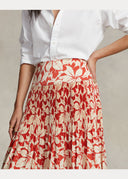 Jupe mi-longue plissée en satin à motif Enregistrer dans les favoris Ralph Lauren