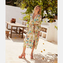 ROBE JANIE EN SERGÉ DE SOIE IMPRIMÉ - PE23 - CRÈME/CERISE Momoni