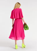 Robe midi fuchsia à manches cape Essentiel