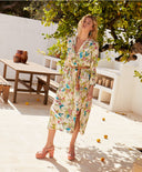 ROBE JANIE EN SERGÉ DE SOIE IMPRIMÉ - PE23 - CRÈME/CERISE Momoni