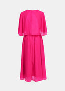 Robe midi fuchsia à manches cape Essentiel