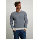 pull State of Art rayée en coton biologique - greige/cobalt