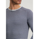 pull State of Art rayée en coton biologique - greige/cobalt