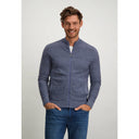 cardigan State of Art mouliné en maille grain de riz - gris-bleu/marine