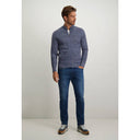 cardigan State of Art mouliné en maille grain de riz - gris-bleu/marine