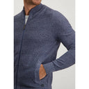 cardigan State of Art mouliné en maille grain de riz - gris-bleu/marine