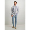 chemise State of Art en sergé et mélange de lin - gris-bleu/kaki